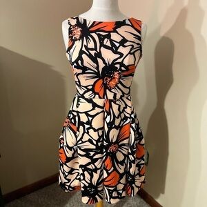 Taylor Fit and Flare Floral Print Sleeveless Dress Sz 4 EUC